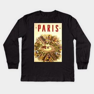 Vintage Travel Poster, Arc de Triomphe in Paris Kids Long Sleeve T-Shirt